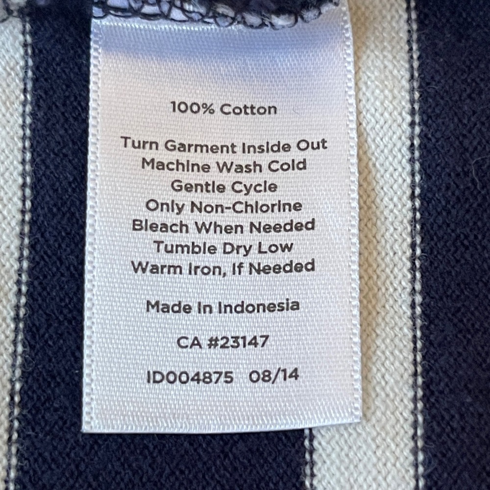 Talbots Womens Navy Blue White Striped Cotton Knit Moto Jacket Size L ID004875 - Picture 8 of 8